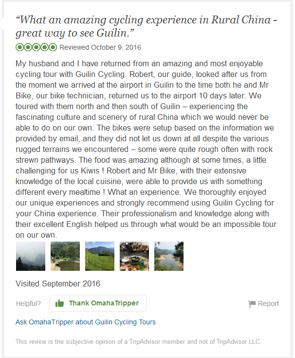 Feedback and reviews of GuilinCyclingTours