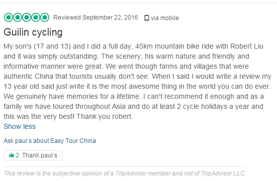 Feedback and reviews of GuilinCyclingTours