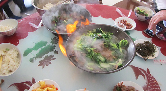 Hot pot lunch for bike tours, Hunan hot pot.