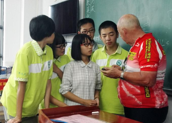 A local school visit in Guilin city after the cycle day. 