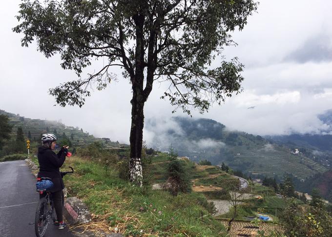 Amazing view as our reward after a long uphill in Guizhou area